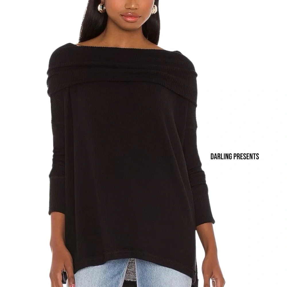 Free People Juicy Long Sleeve Cowl Neck Top Women Color Black Size M